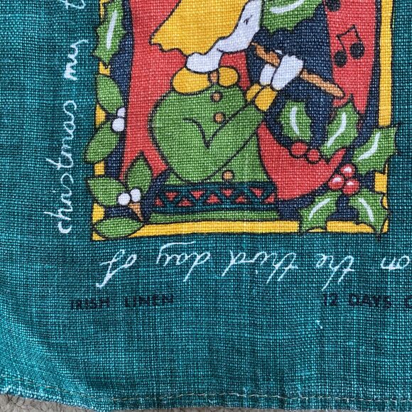 Ulster 100% Irish Linen Christmas Themed Tea Towel 12 Days Of Christmas Ireland - Picture 2 of 8